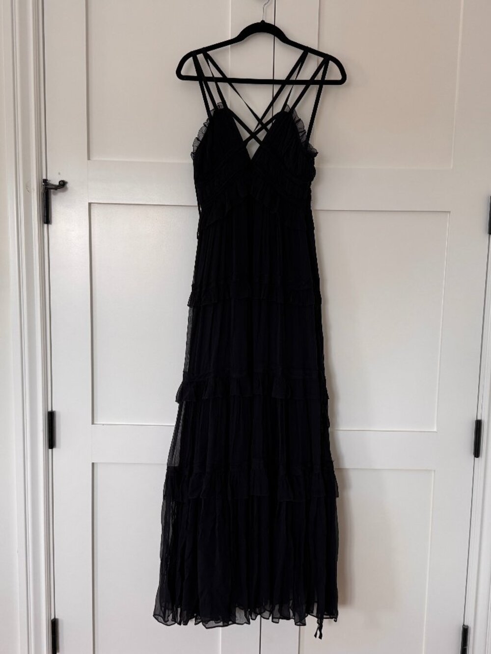 NWT Ulla Johnson Agathe Black Silk V-Neck Gown Size 4 $1195 - Picture 6 of 16